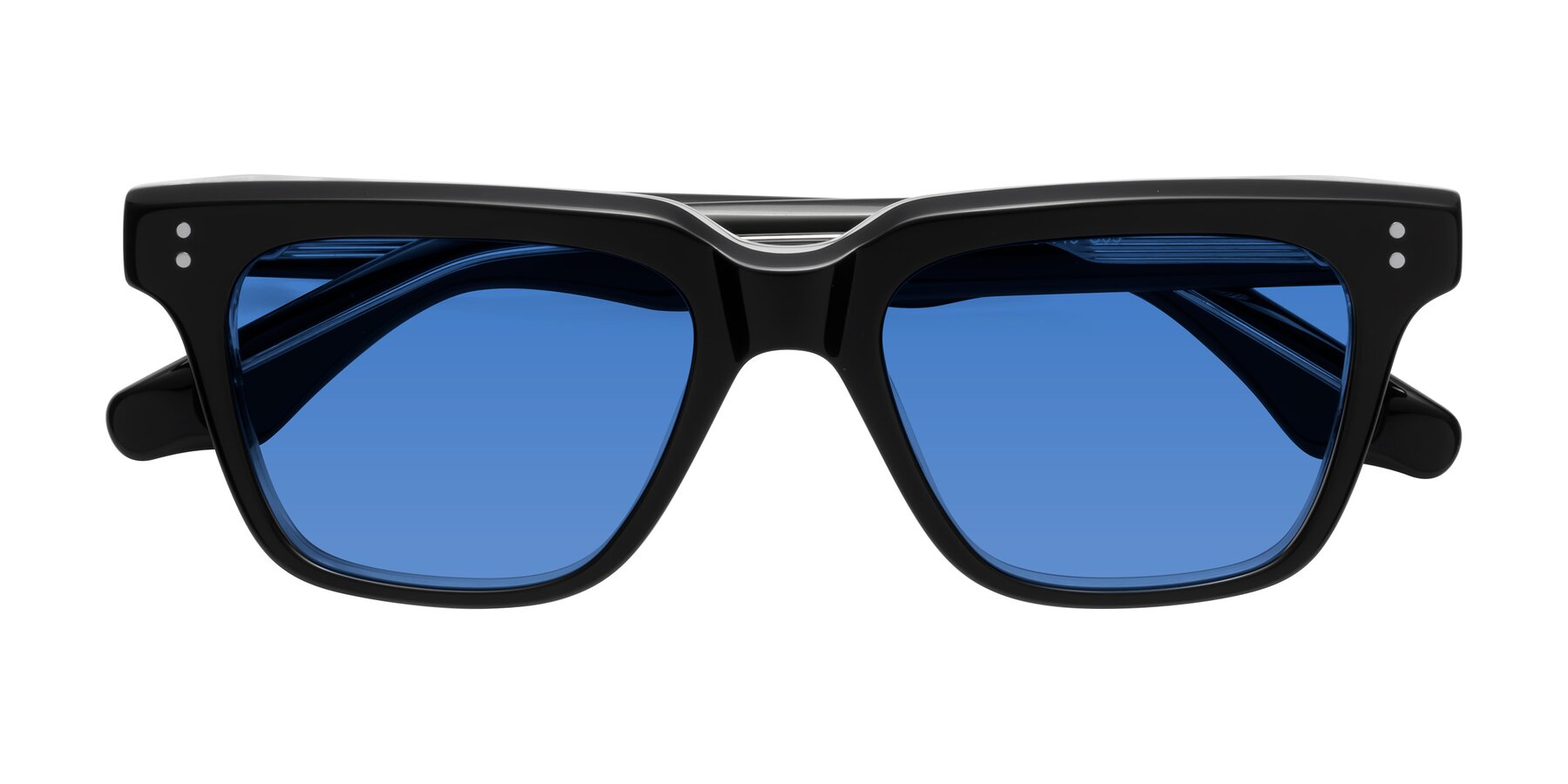 Folded Front of Gates in Black-Clear with Blue Tinted Lenses
