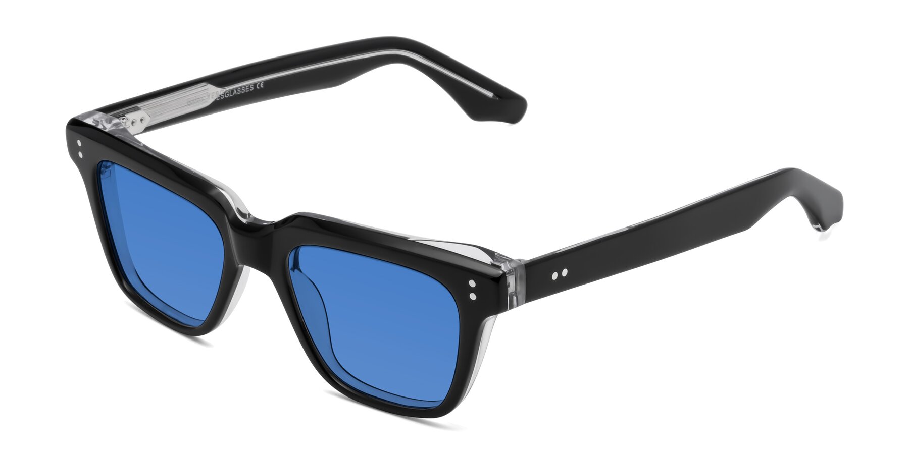 Angle of Gates in Black-Clear with Blue Tinted Lenses