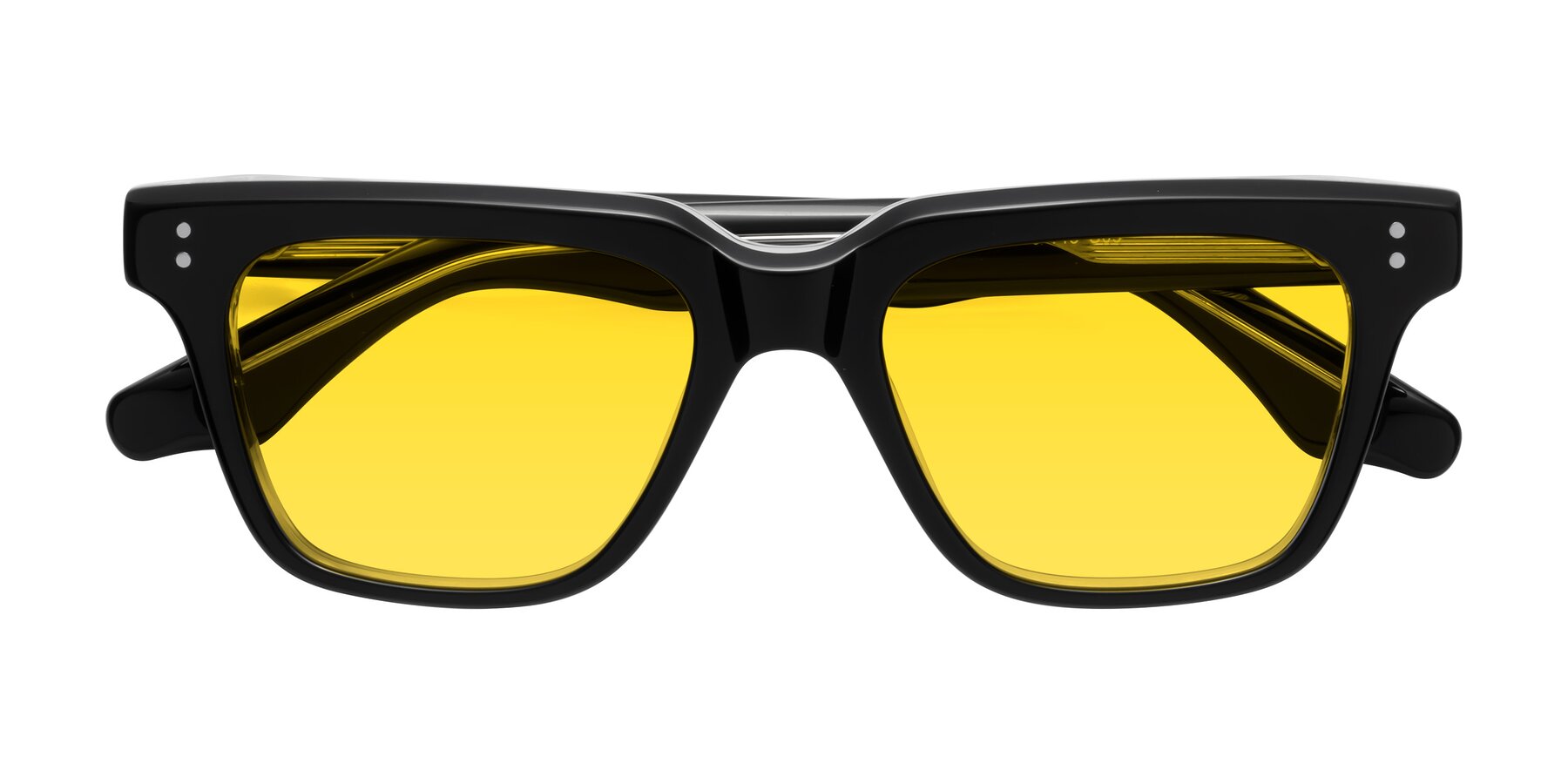 Folded Front of Gates in Black-Clear with Yellow Tinted Lenses