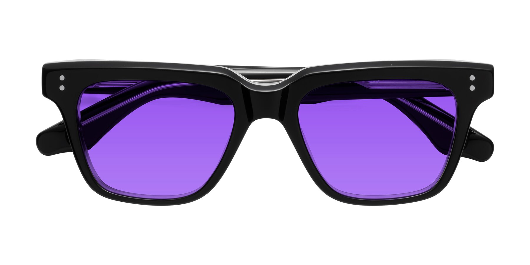 Folded Front of Gates in Black-Clear with Purple Tinted Lenses