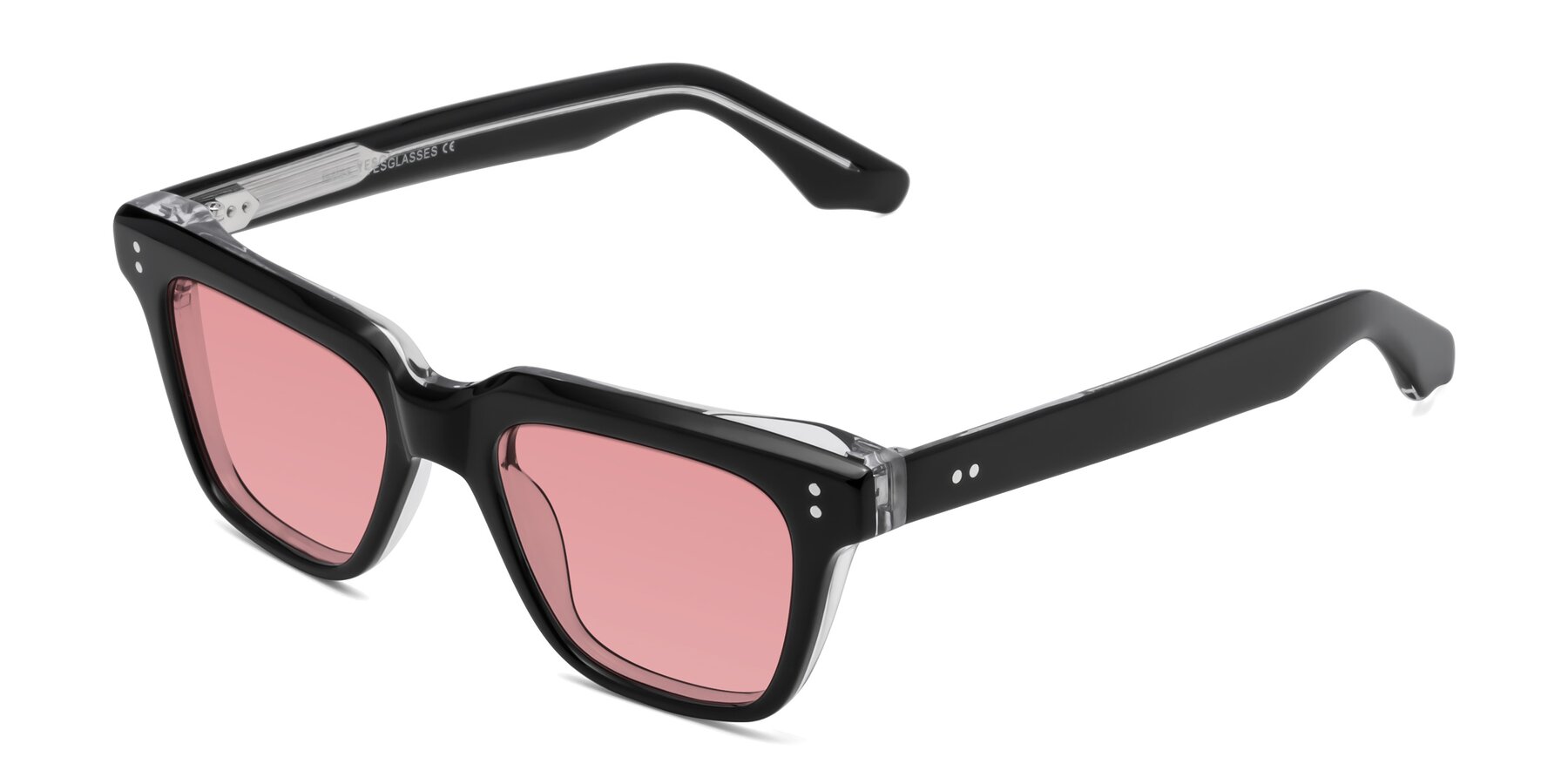 Angle of Gates in Black-Clear with Medium Garnet Tinted Lenses