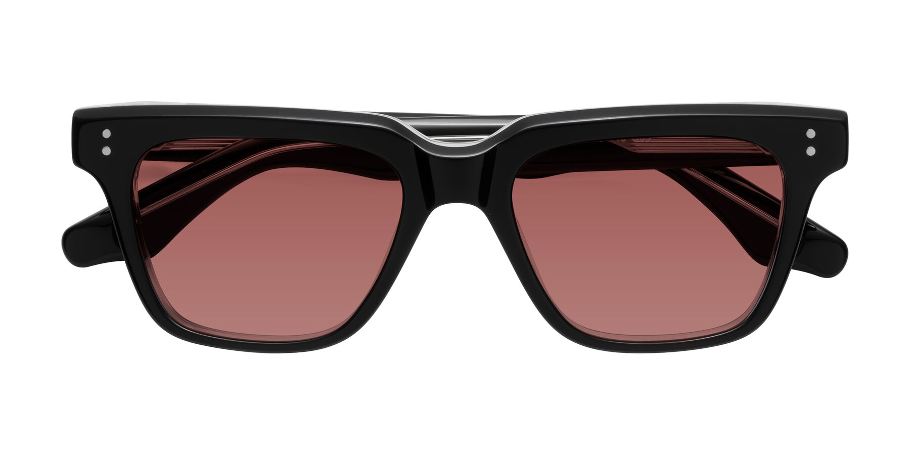 Folded Front of Gates in Black-Clear with Garnet Tinted Lenses