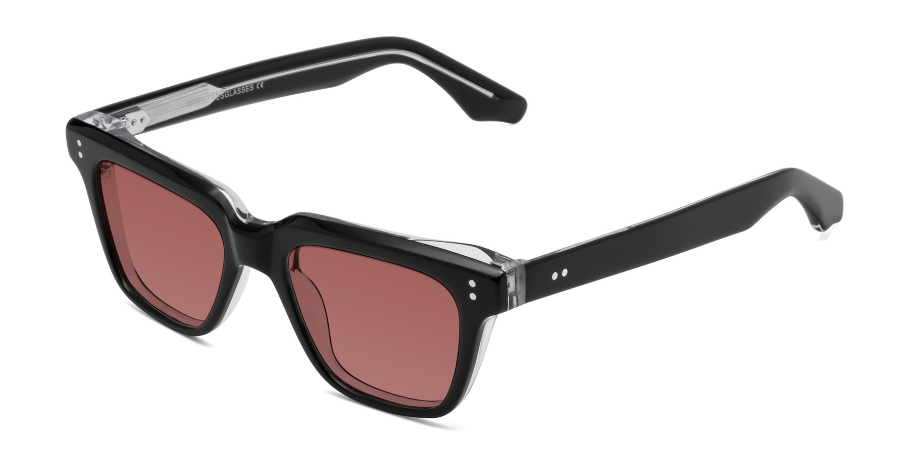 Angle of Gates in Black-Clear with Garnet Tinted Lenses