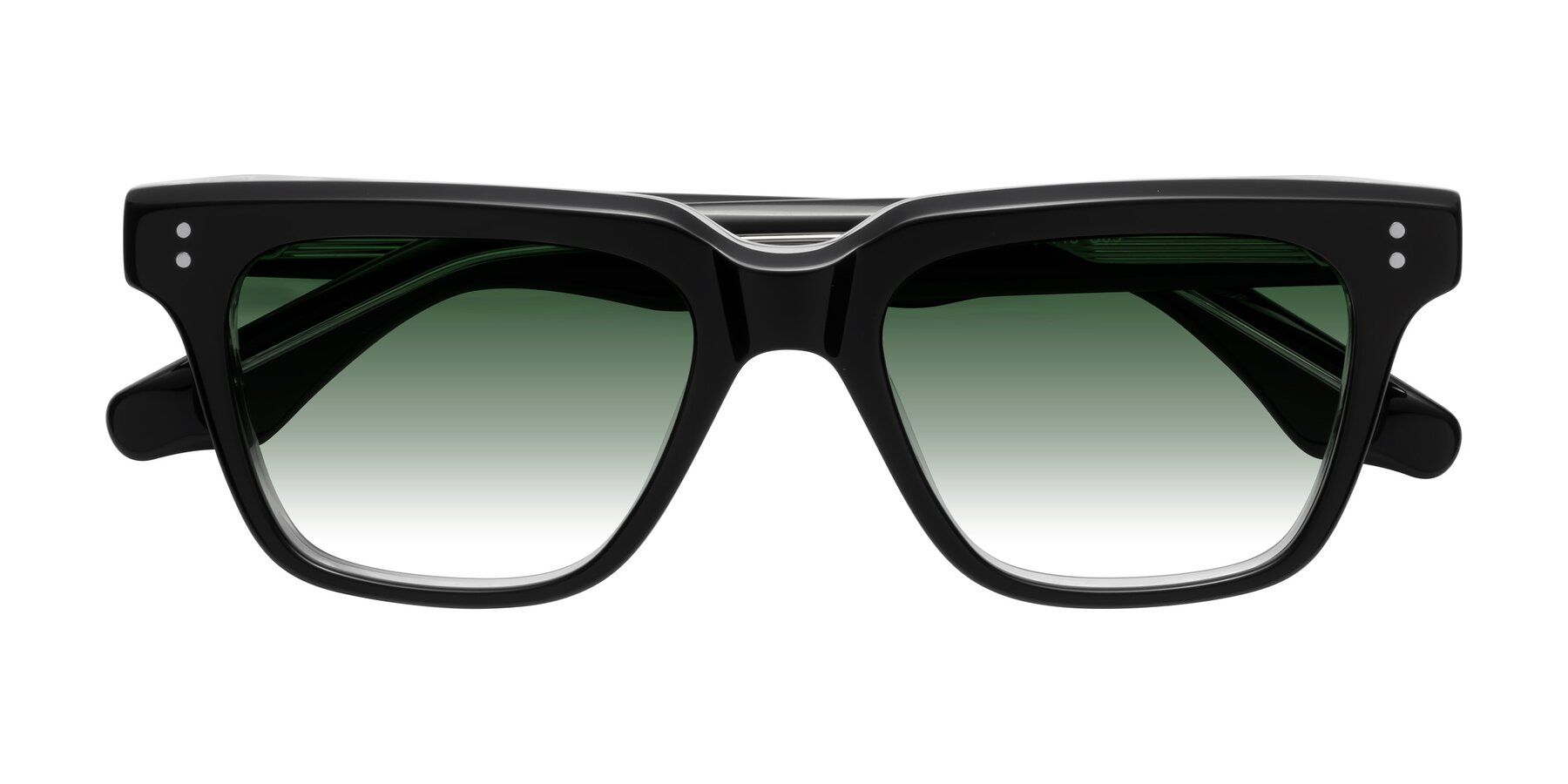 Folded Front of Gates in Black-Clear with Green Gradient Lenses