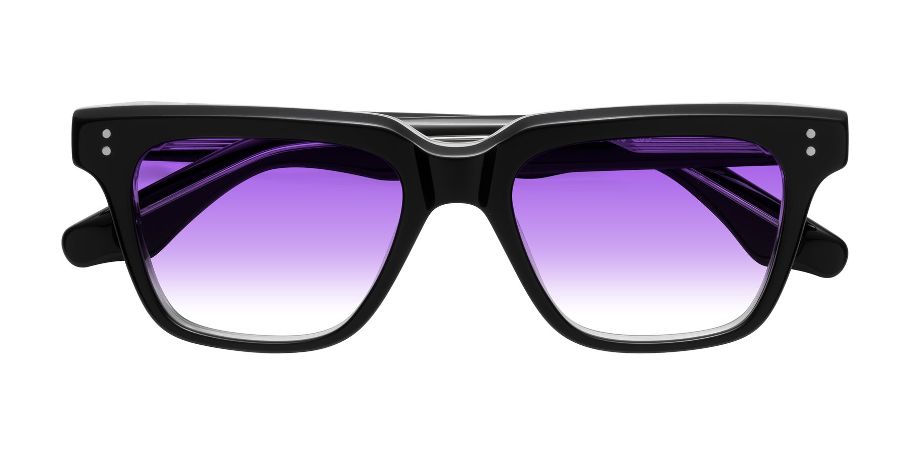 Folded Front of Gates in Black-Clear with Purple Gradient Lenses