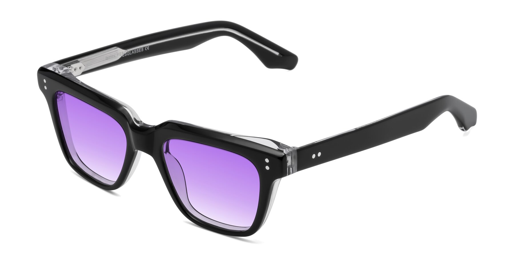 Angle of Gates in Black-Clear with Purple Gradient Lenses