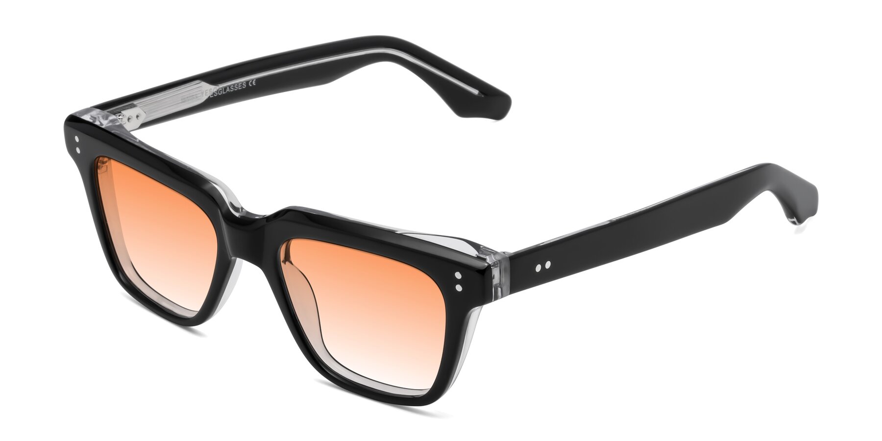 Angle of Gates in Black-Clear with Orange Gradient Lenses