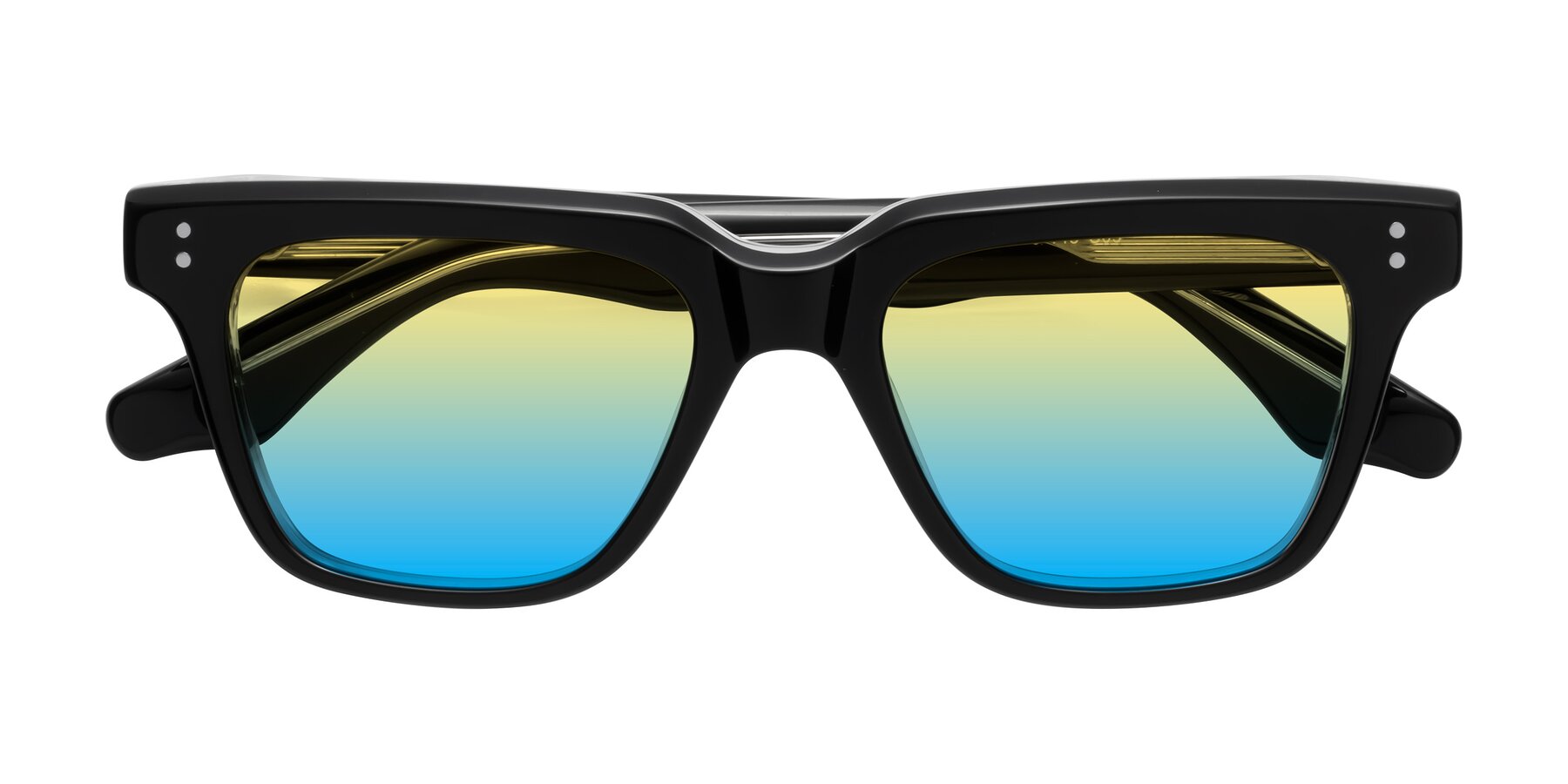 Folded Front of Gates in Black-Clear with Yellow / Blue Gradient Lenses