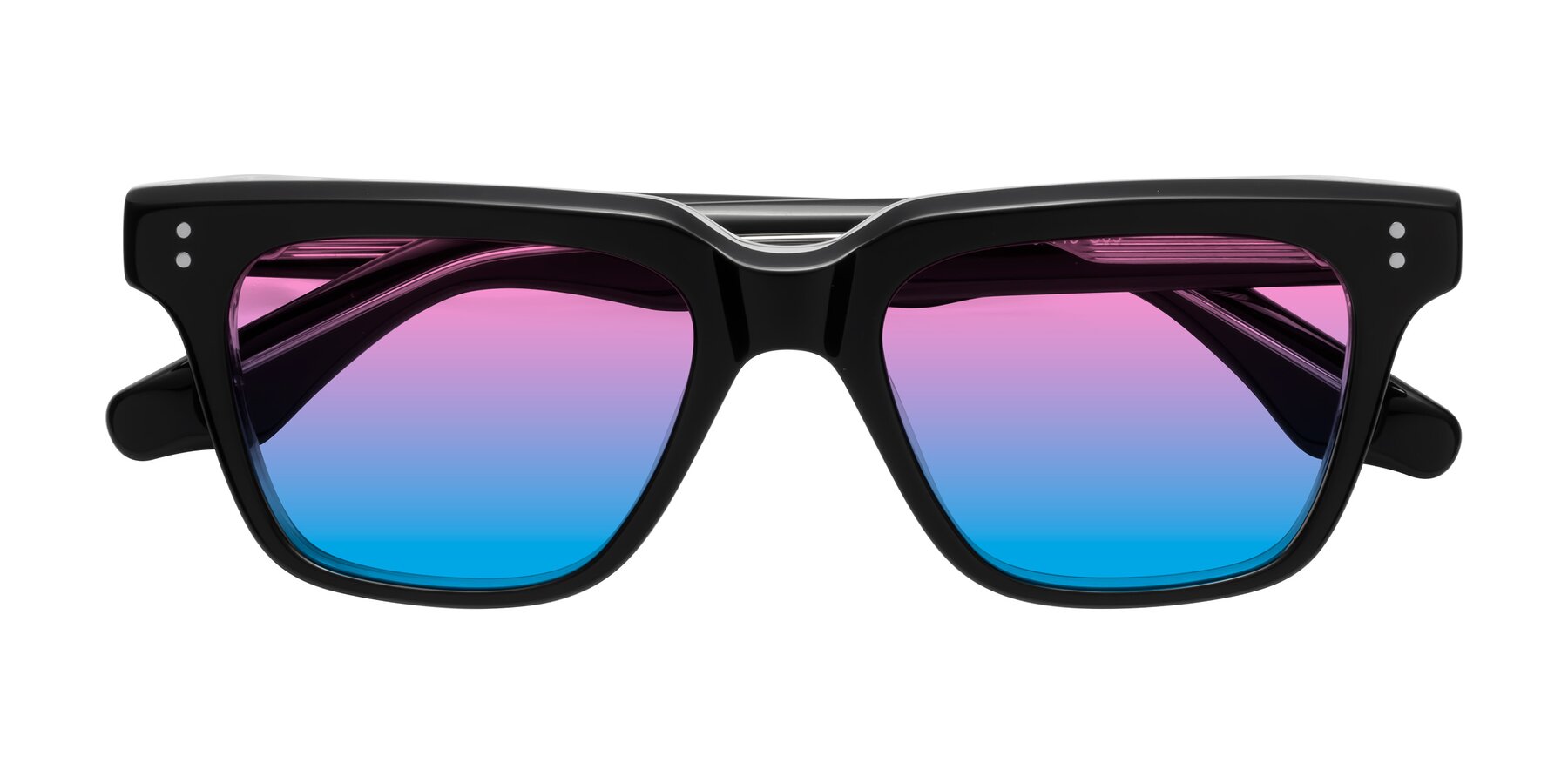 Folded Front of Gates in Black-Clear with Pink / Blue Gradient Lenses