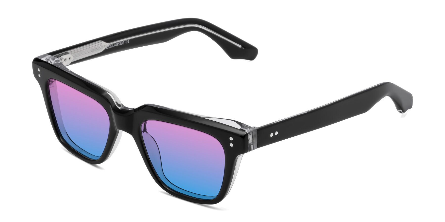 Angle of Gates in Black-Clear with Pink / Blue Gradient Lenses