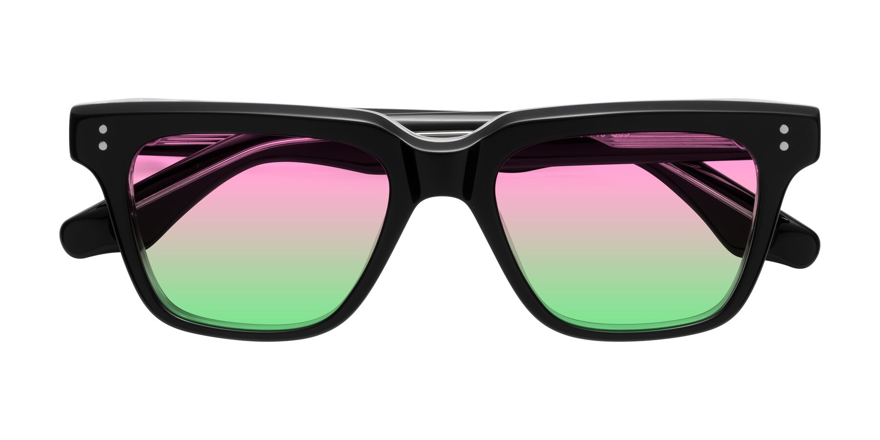 Folded Front of Gates in Black-Clear with Pink / Green Gradient Lenses