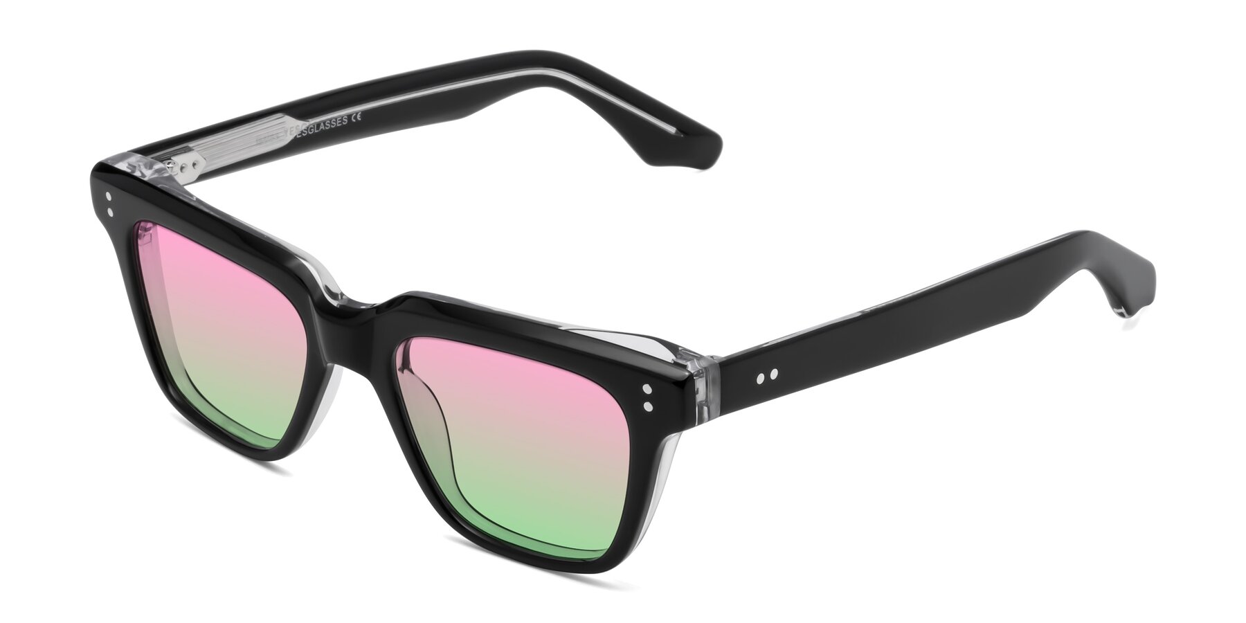 Angle of Gates in Black-Clear with Pink / Green Gradient Lenses