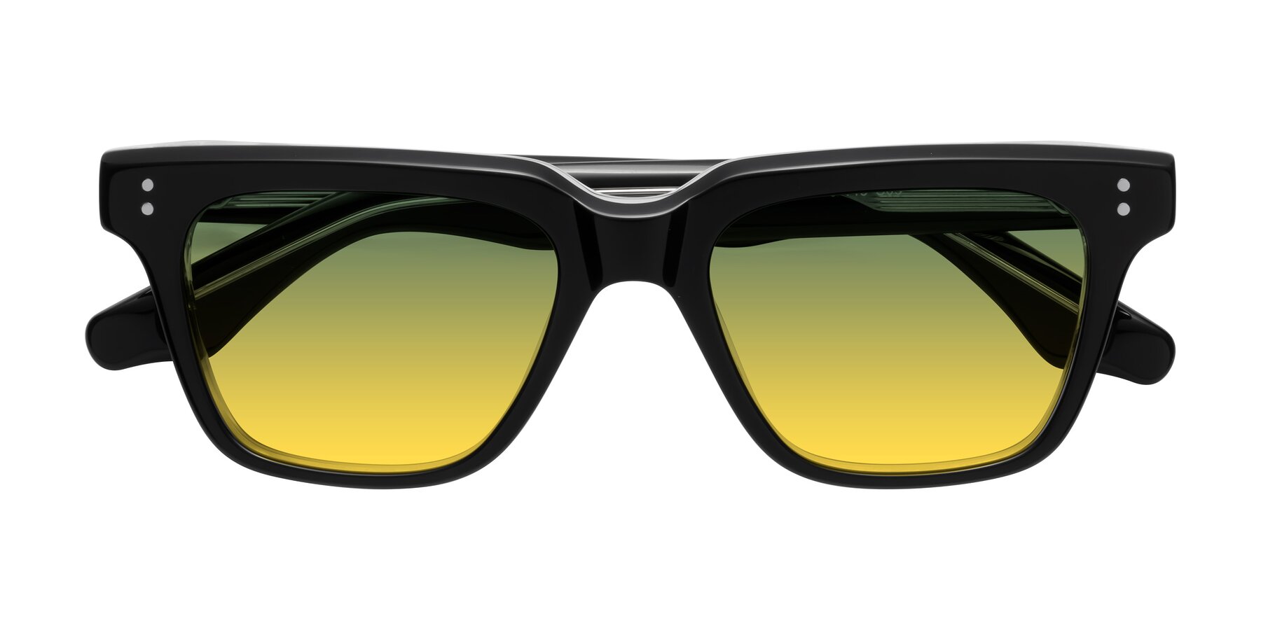 Folded Front of Gates in Black-Clear with Green / Yellow Gradient Lenses