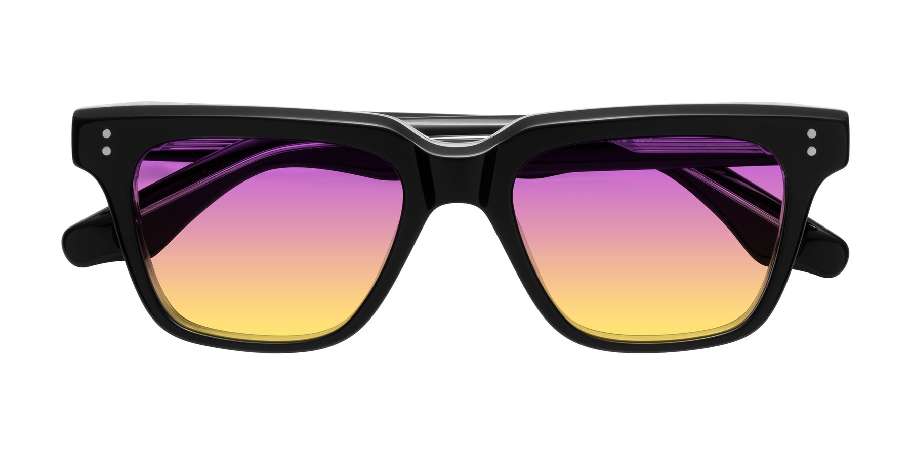 Folded Front of Gates in Black-Clear with Purple / Yellow Gradient Lenses