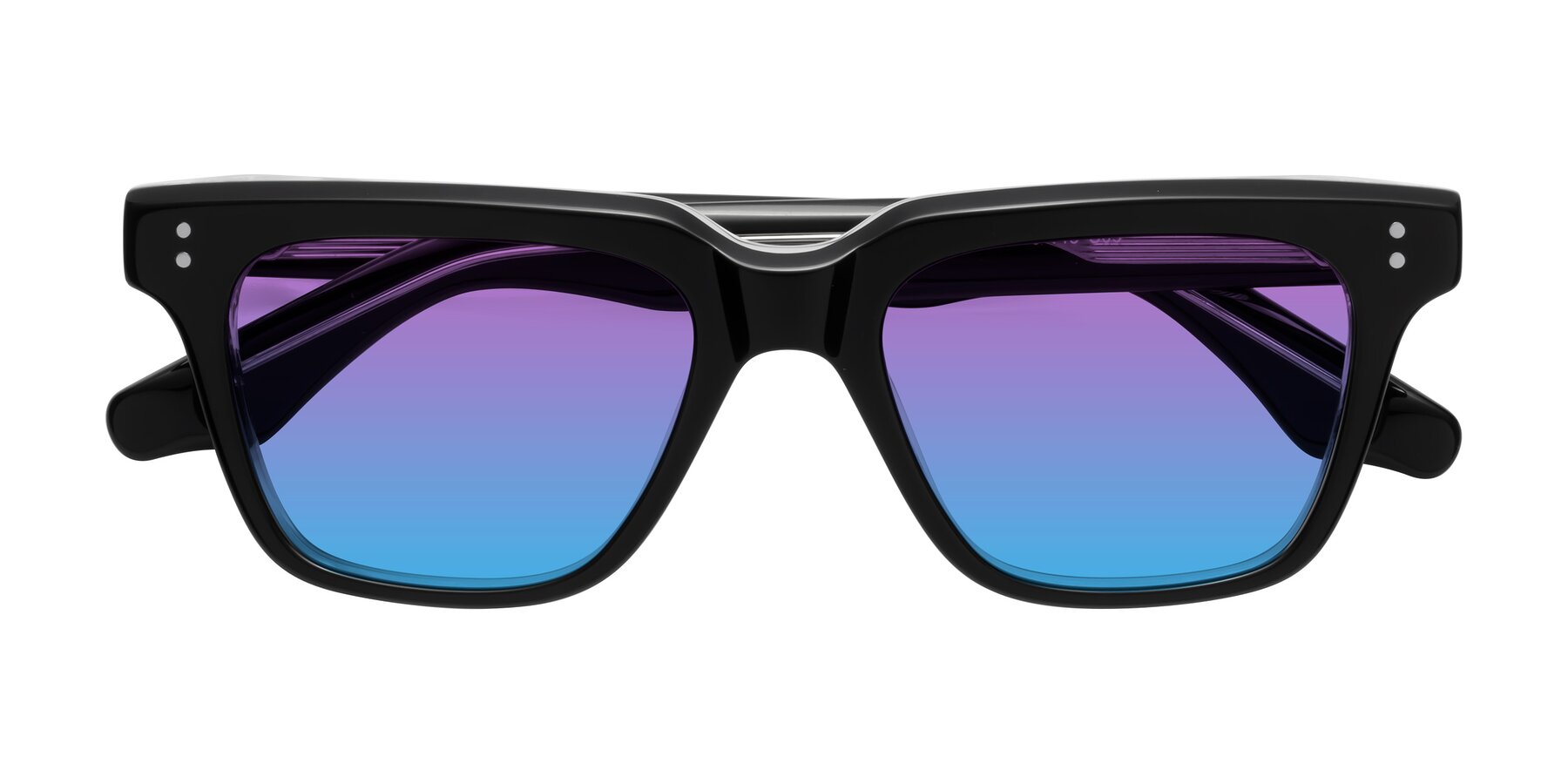 Folded Front of Gates in Black-Clear with Purple / Blue Gradient Lenses