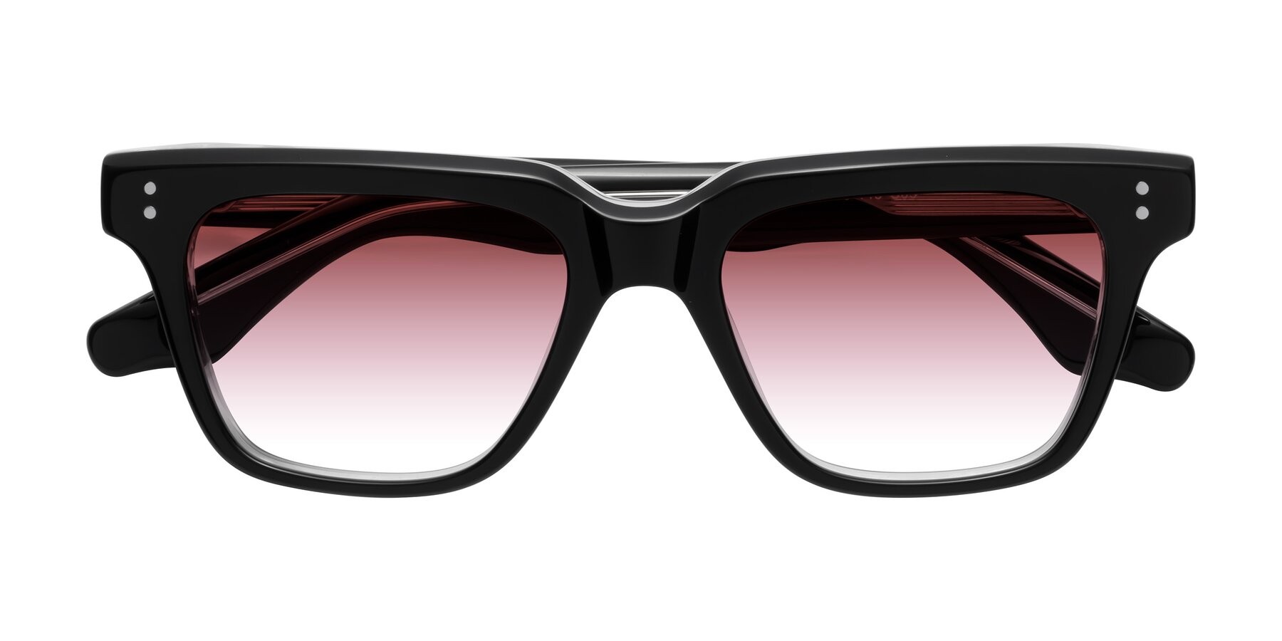 Folded Front of Gates in Black-Clear with Garnet Gradient Lenses