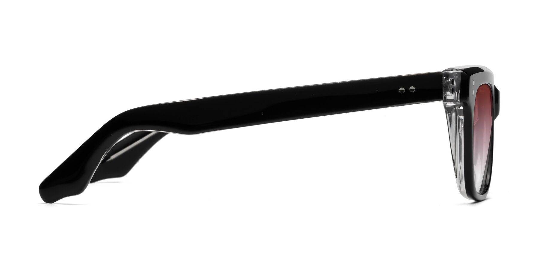 Side of Gates in Black-Clear with Garnet Gradient Lenses