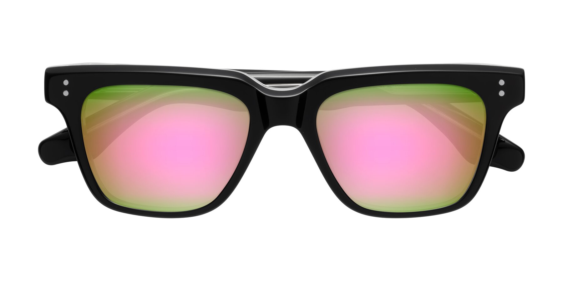 Folded Front of Gates in Black-Clear with Pink Mirrored Lenses