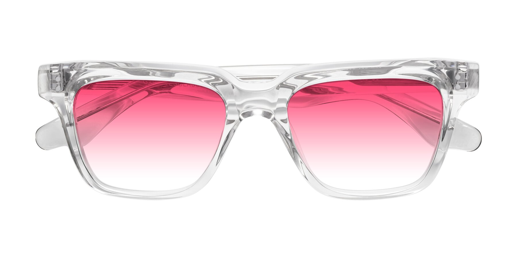 Folded Front of Gates in Clear with Pink Gradient Lenses