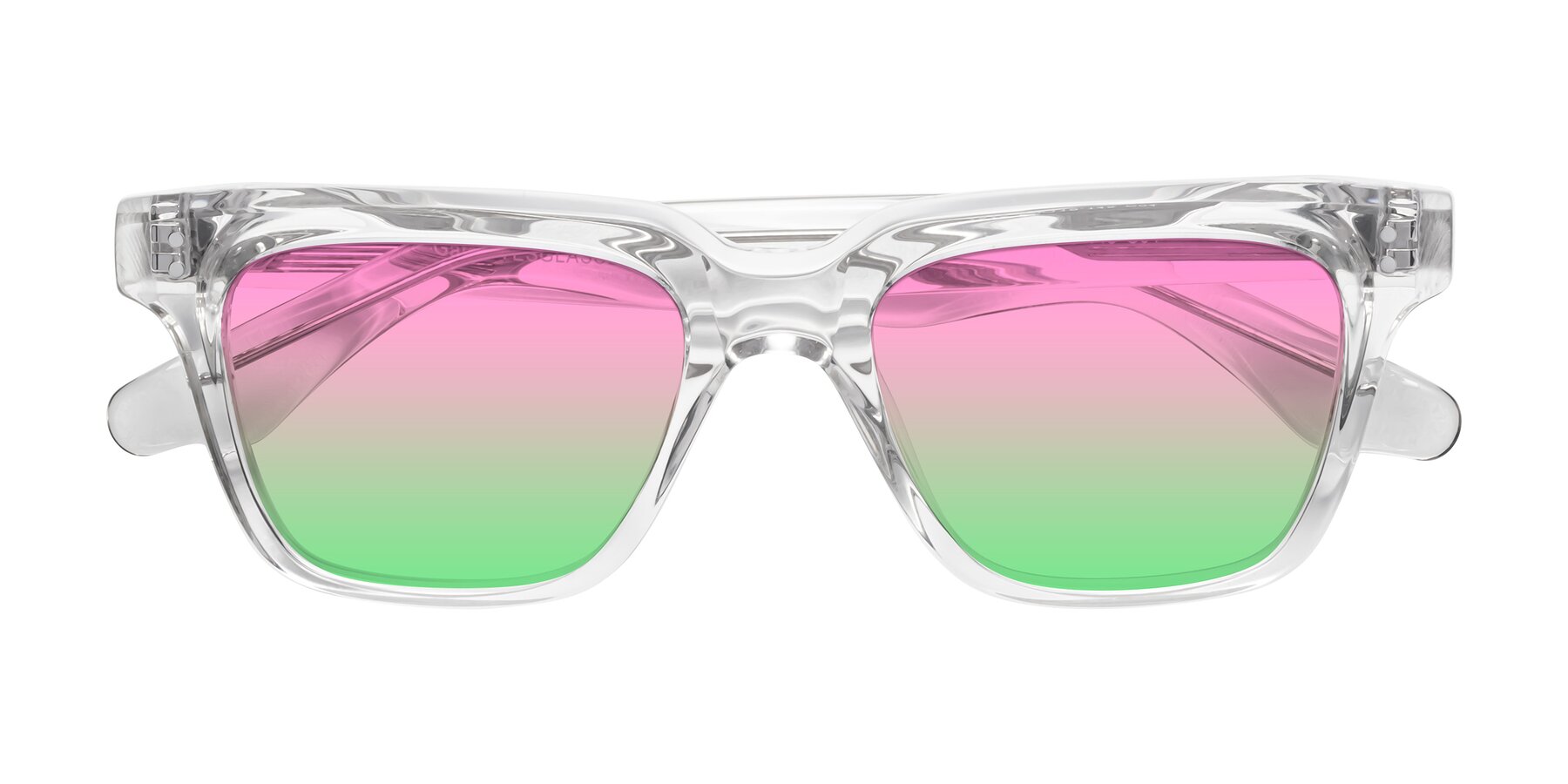 Folded Front of Gates in Clear with Pink / Green Gradient Lenses
