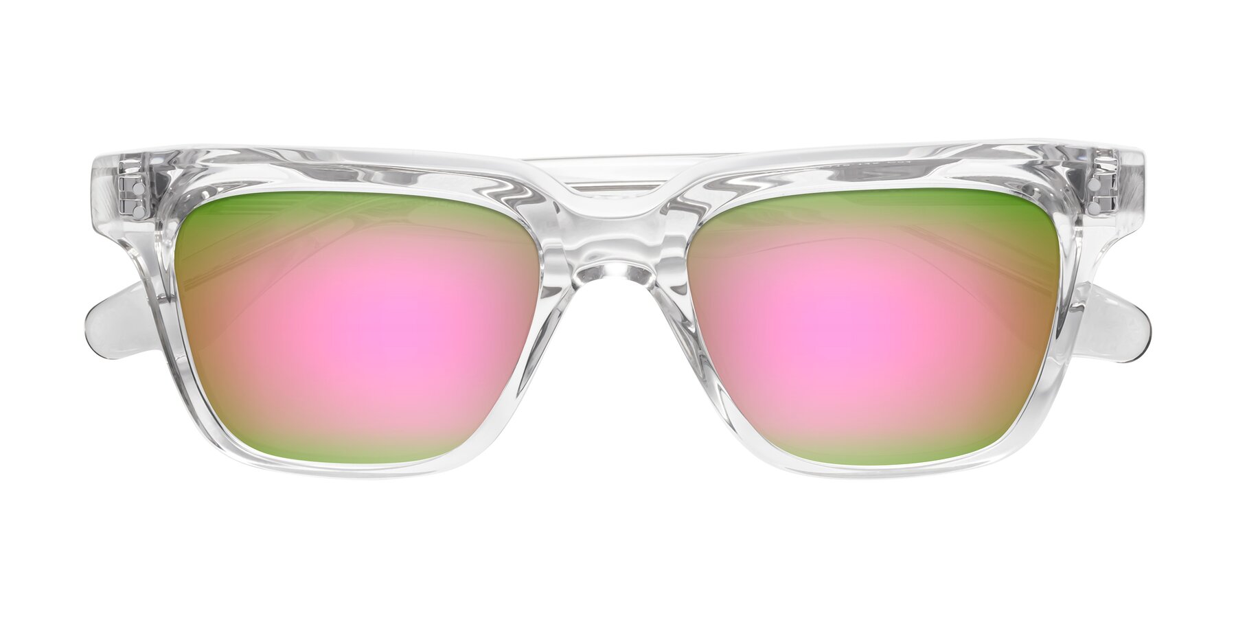 Folded Front of Gates in Clear with Pink Mirrored Lenses