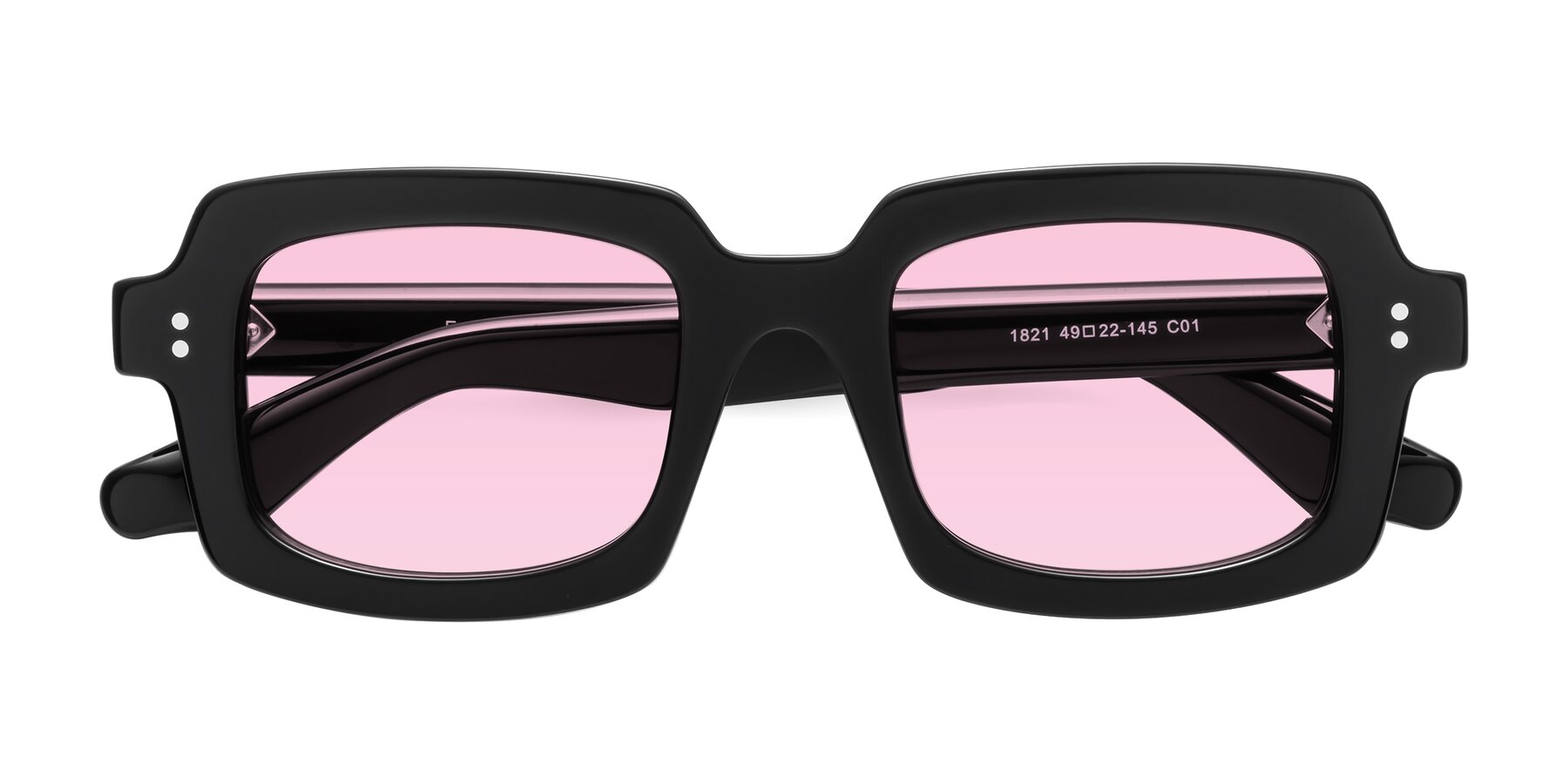 Folded Front of Force in Black with Light Pink Tinted Lenses