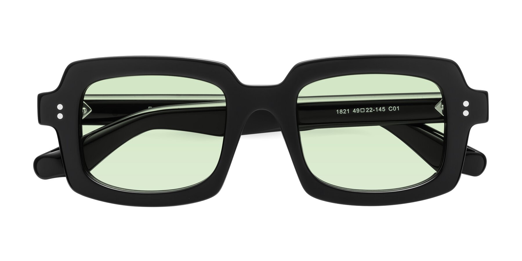 Folded Front of Force in Black with Light Green Tinted Lenses