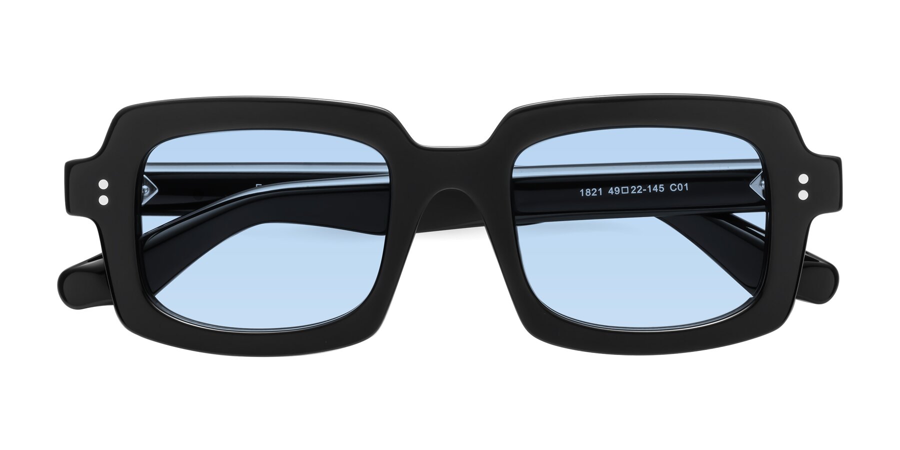 Folded Front of Force in Black with Light Blue Tinted Lenses