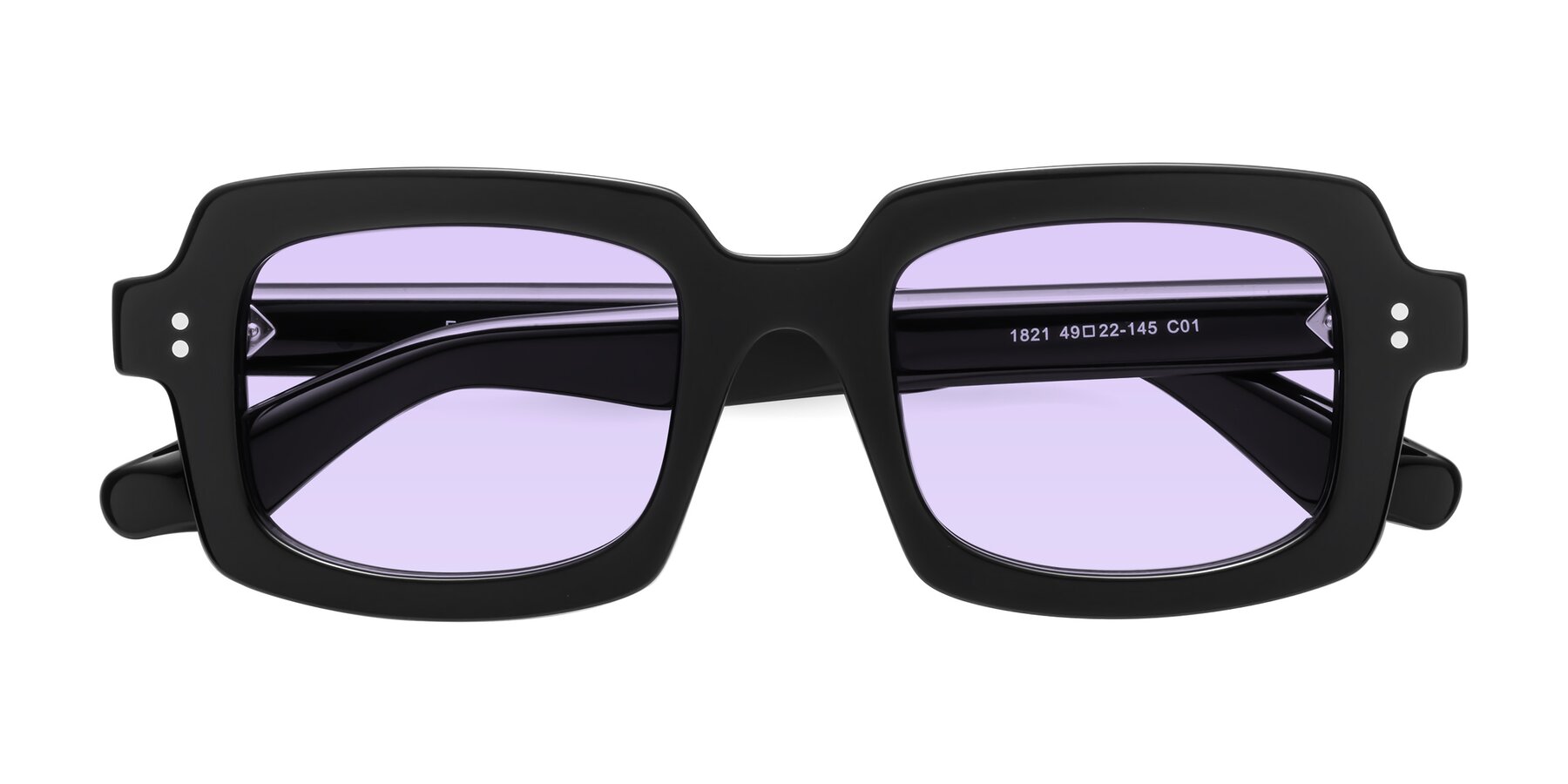 Folded Front of Force in Black with Light Purple Tinted Lenses