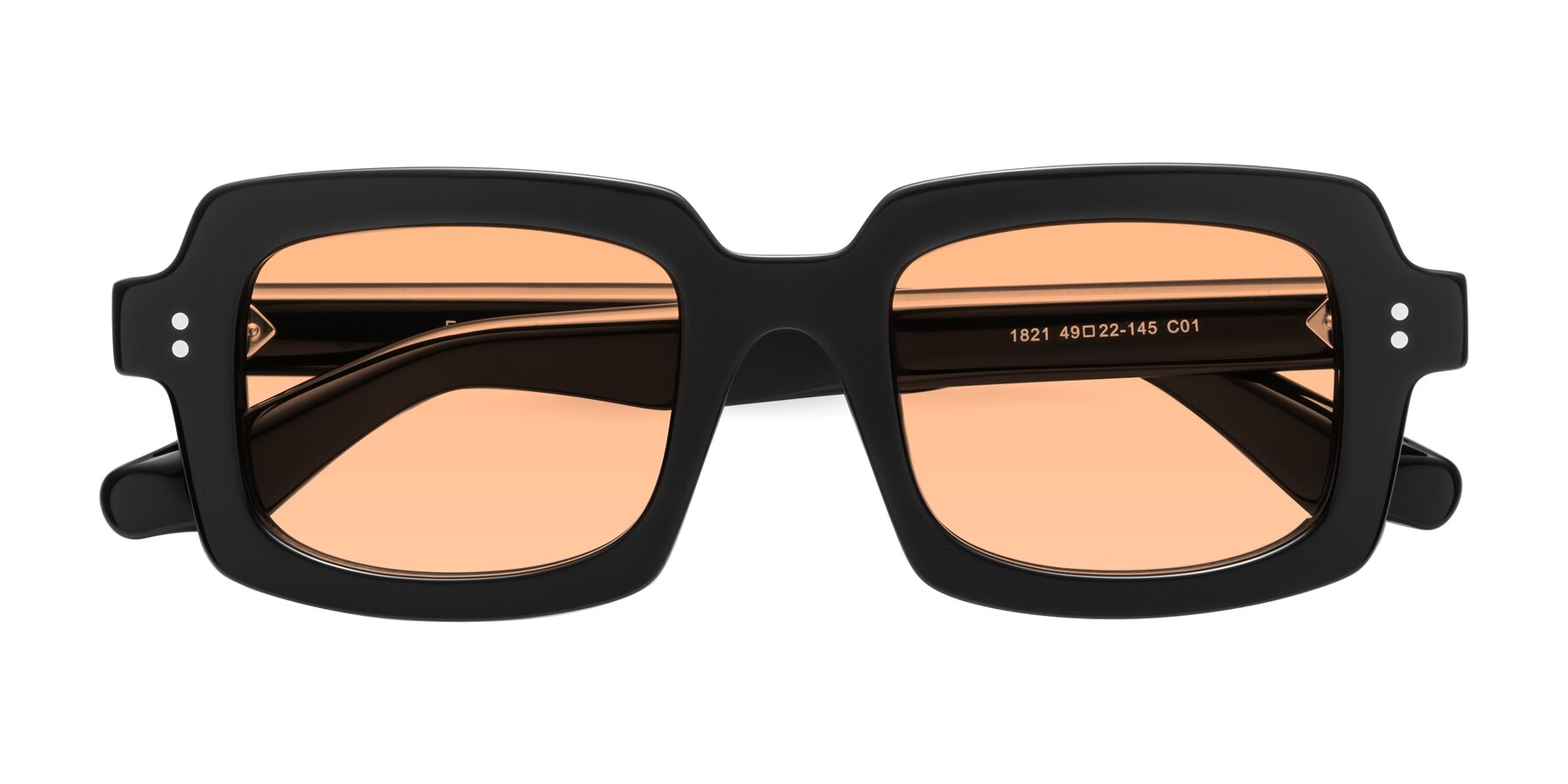 Folded Front of Force in Black with Light Orange Tinted Lenses