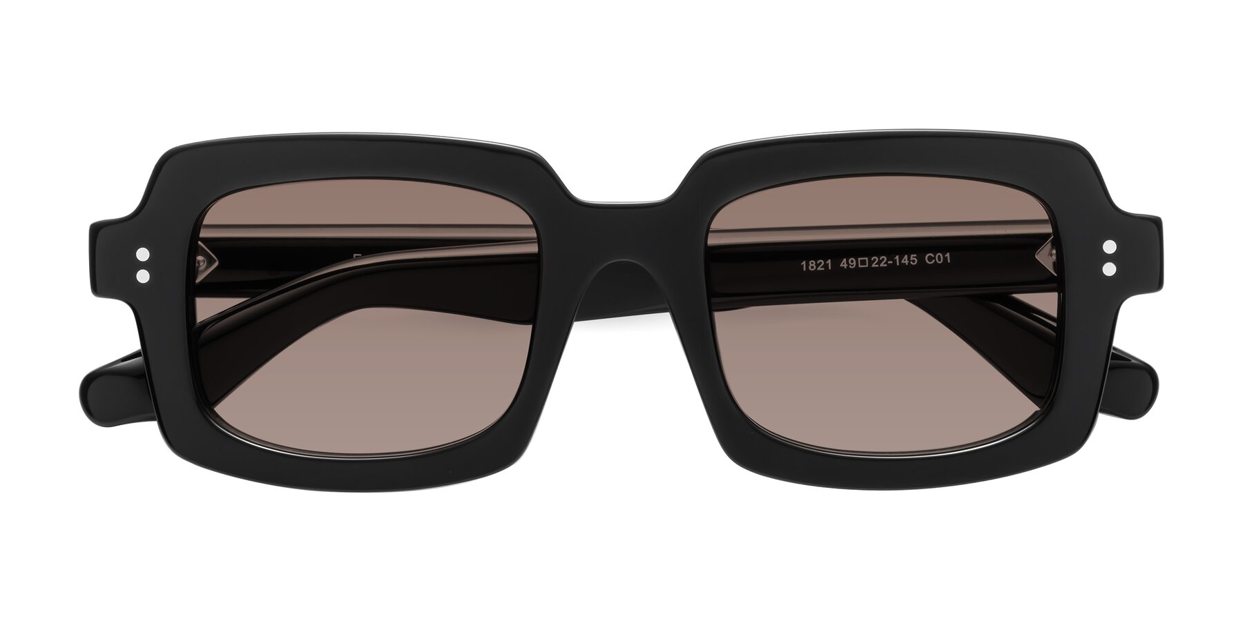 Folded Front of Force in Black with Medium Brown Tinted Lenses