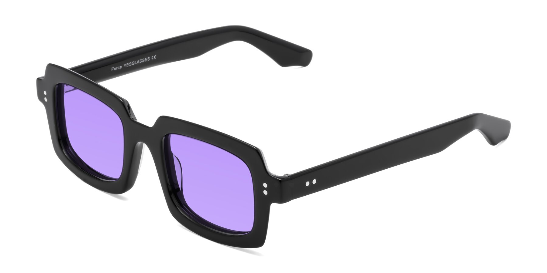 Angle of Force in Black with Medium Purple Tinted Lenses