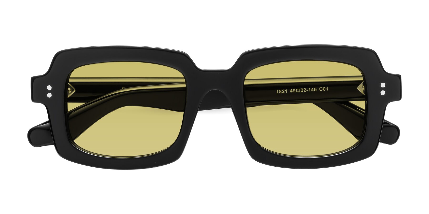 Folded Front of Force in Black with Medium Champagne Tinted Lenses