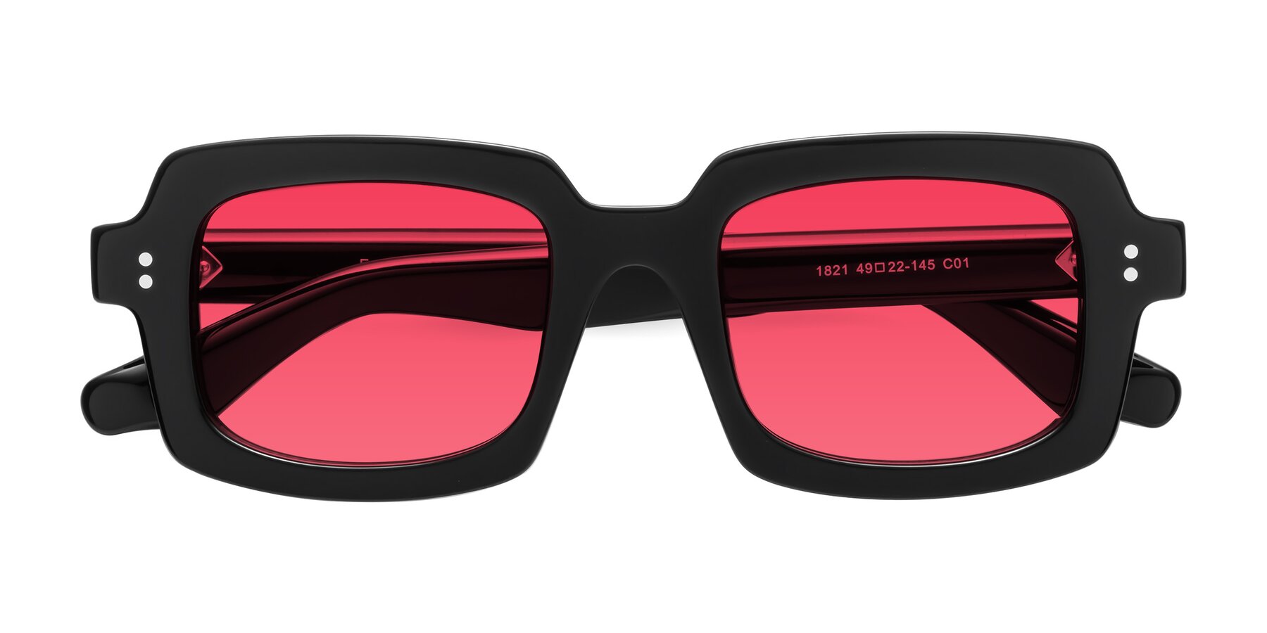 Folded Front of Force in Black with Red Tinted Lenses