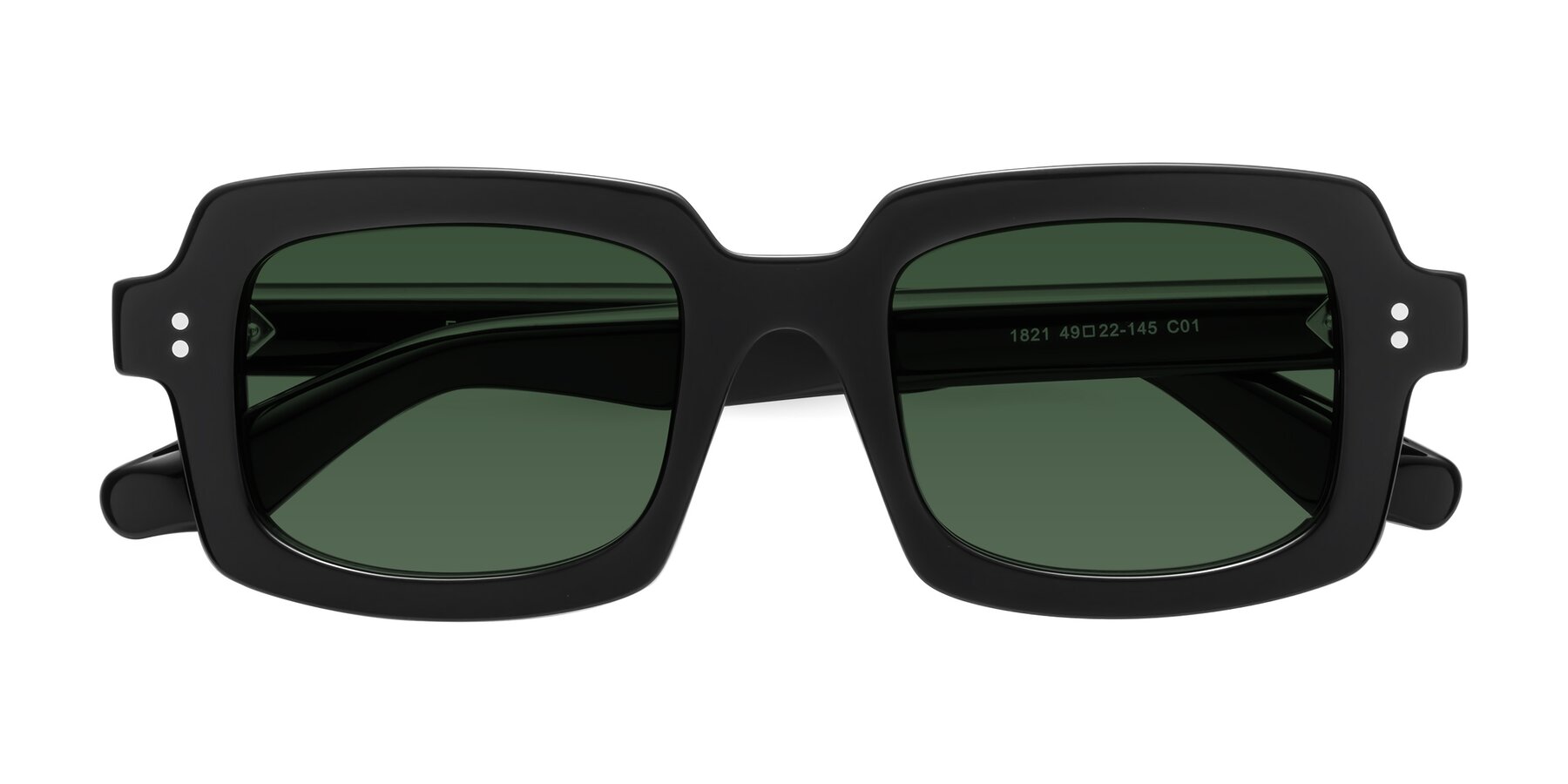 Folded Front of Force in Black with Green Tinted Lenses