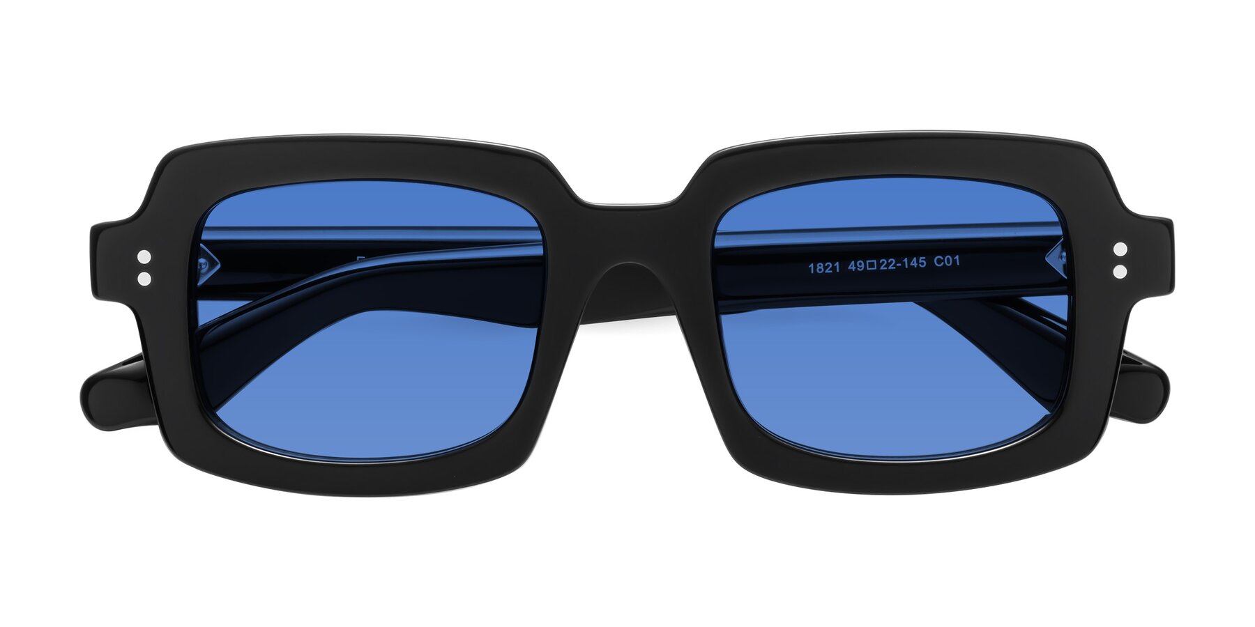 Folded Front of Force in Black with Blue Tinted Lenses