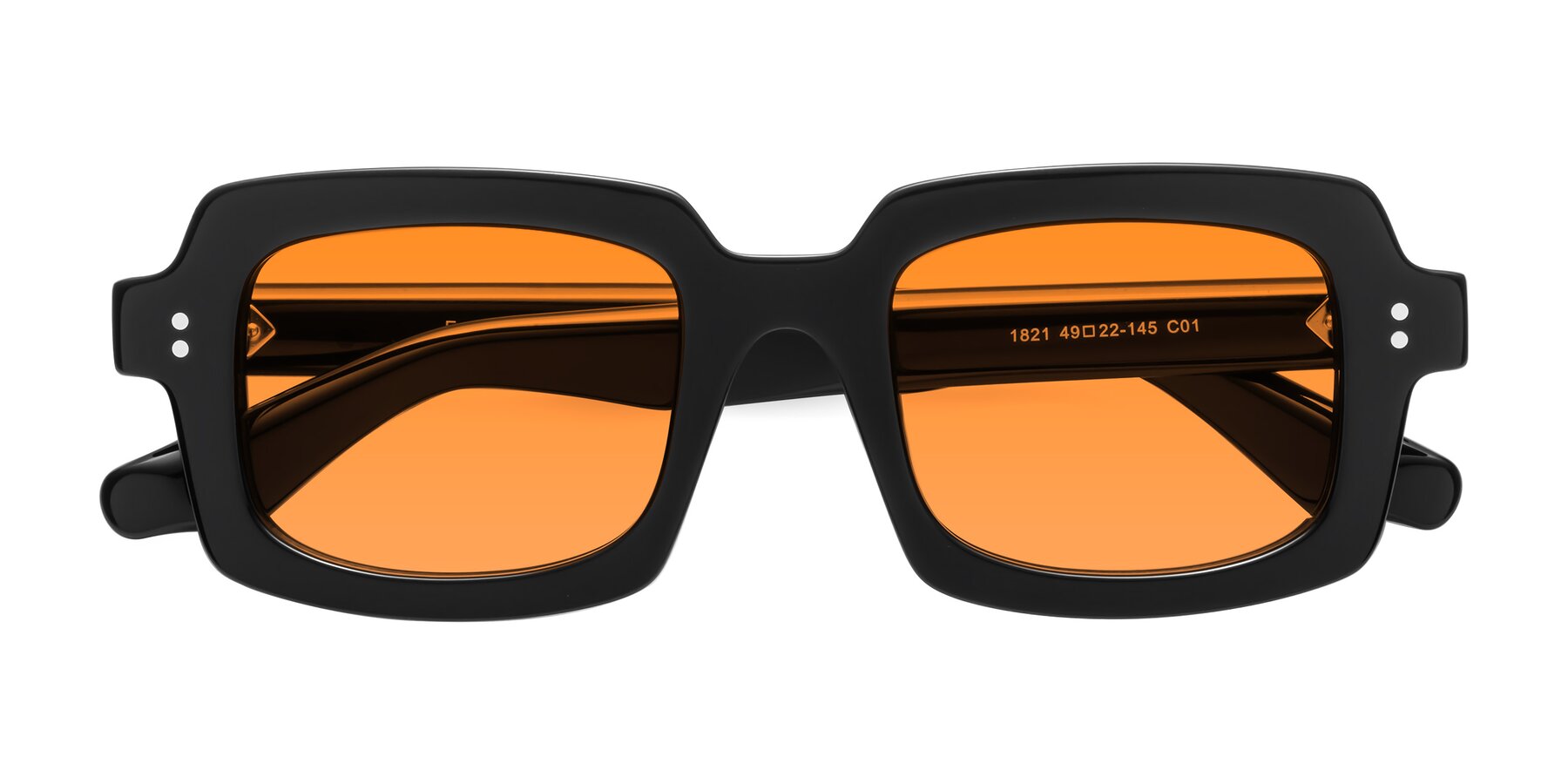 Folded Front of Force in Black with Orange Tinted Lenses