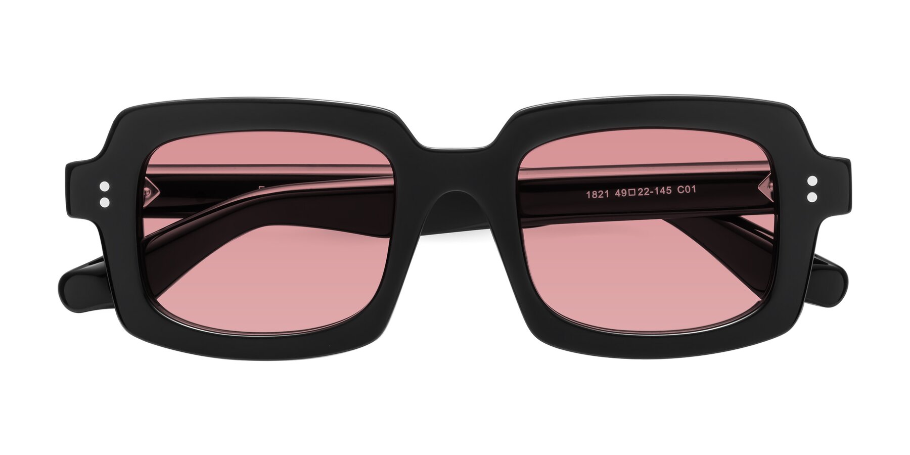 Folded Front of Force in Black with Medium Garnet Tinted Lenses