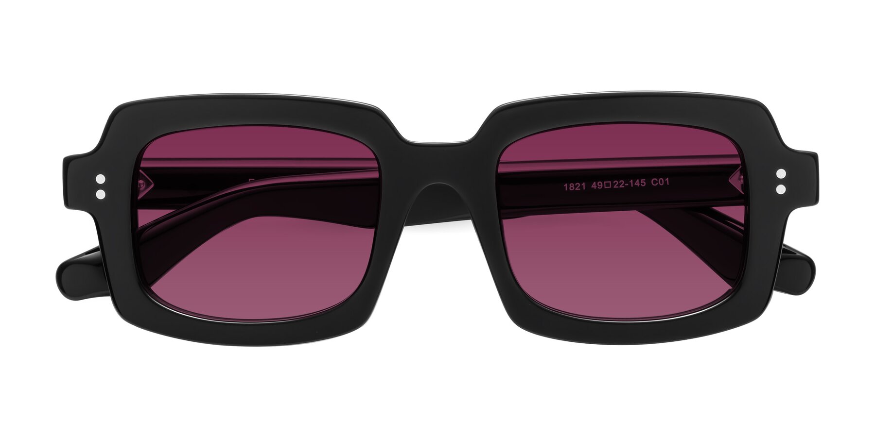 Folded Front of Force in Black with Wine Tinted Lenses