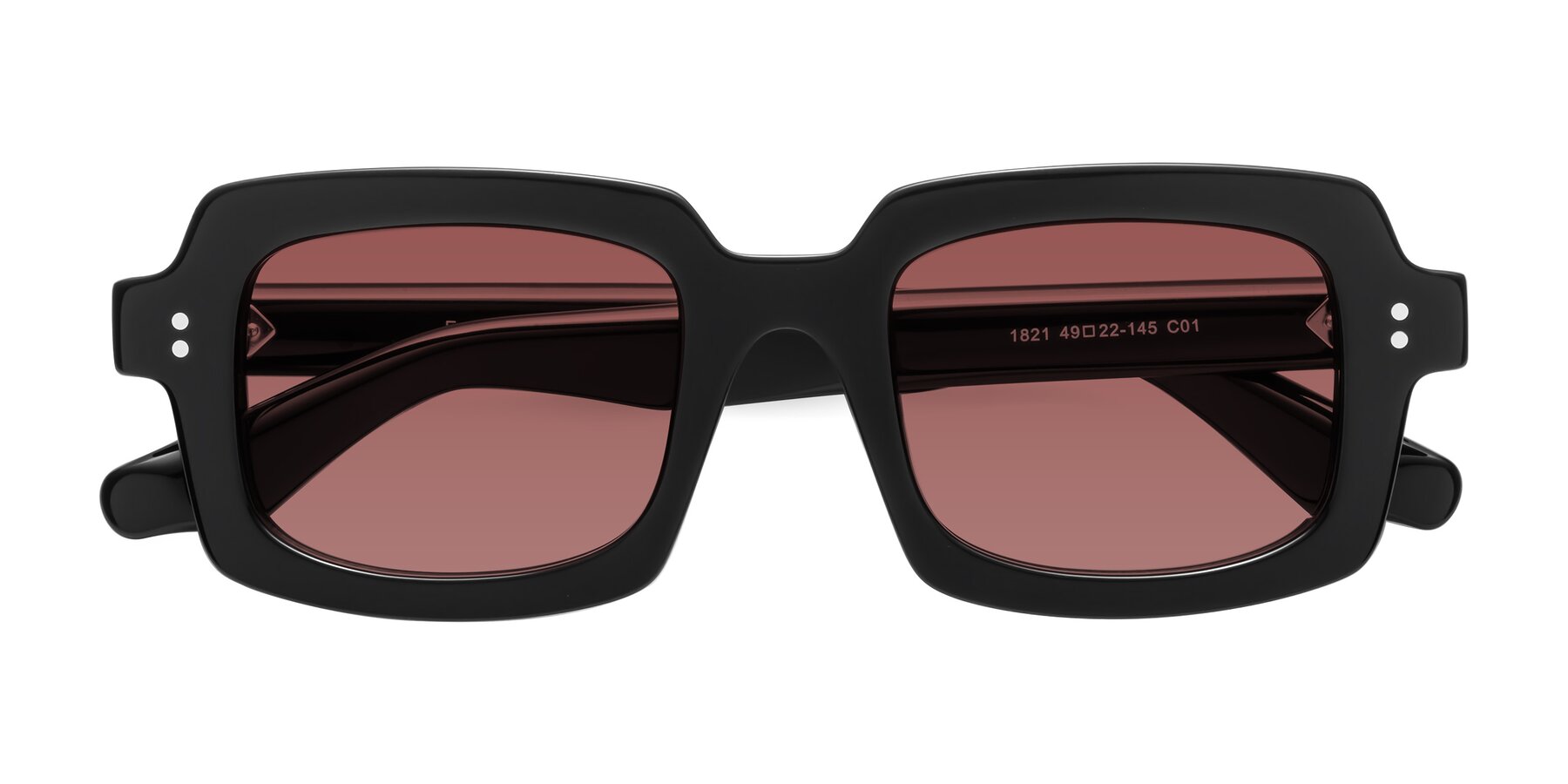 Folded Front of Force in Black with Garnet Tinted Lenses