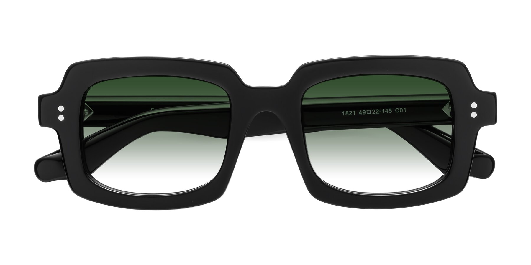 Folded Front of Force in Black with Green Gradient Lenses