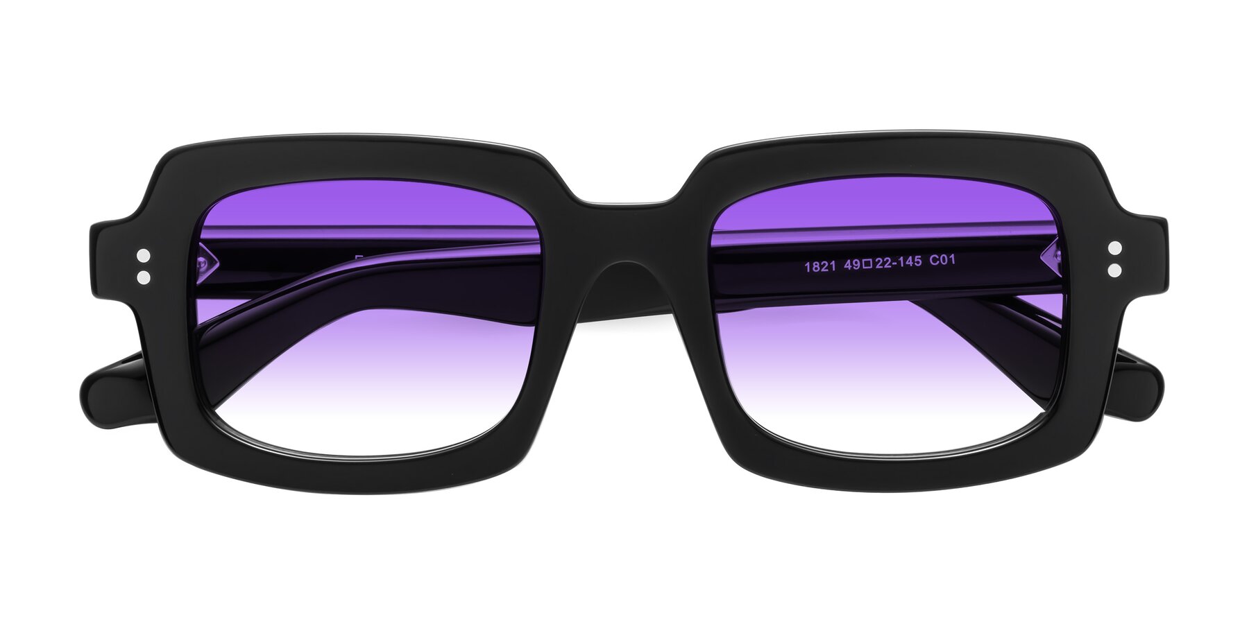 Folded Front of Force in Black with Purple Gradient Lenses