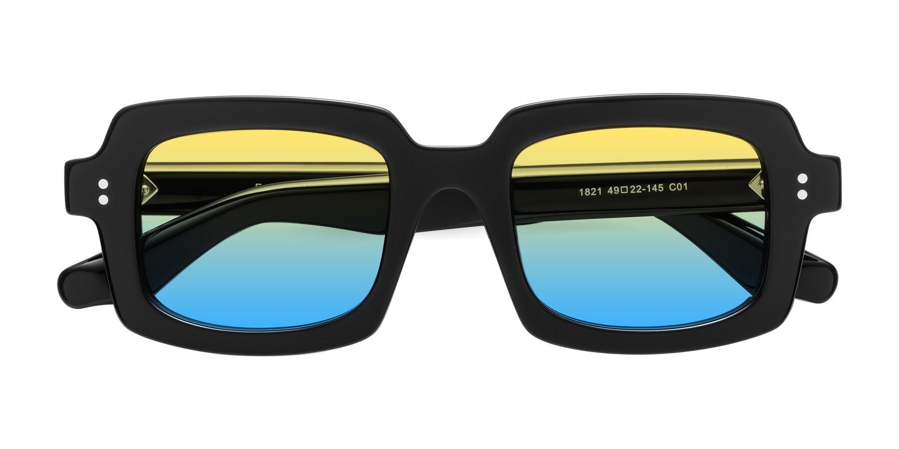 Folded Front of Force in Black with Yellow / Blue Gradient Lenses