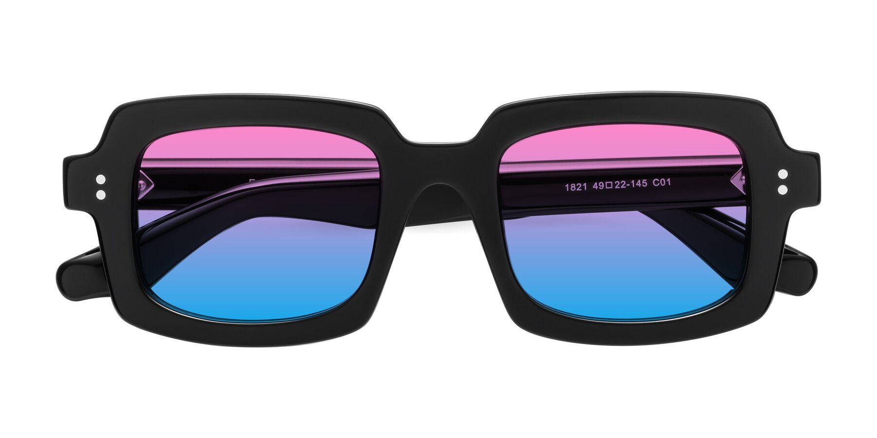 Folded Front of Force in Black with Pink / Blue Gradient Lenses