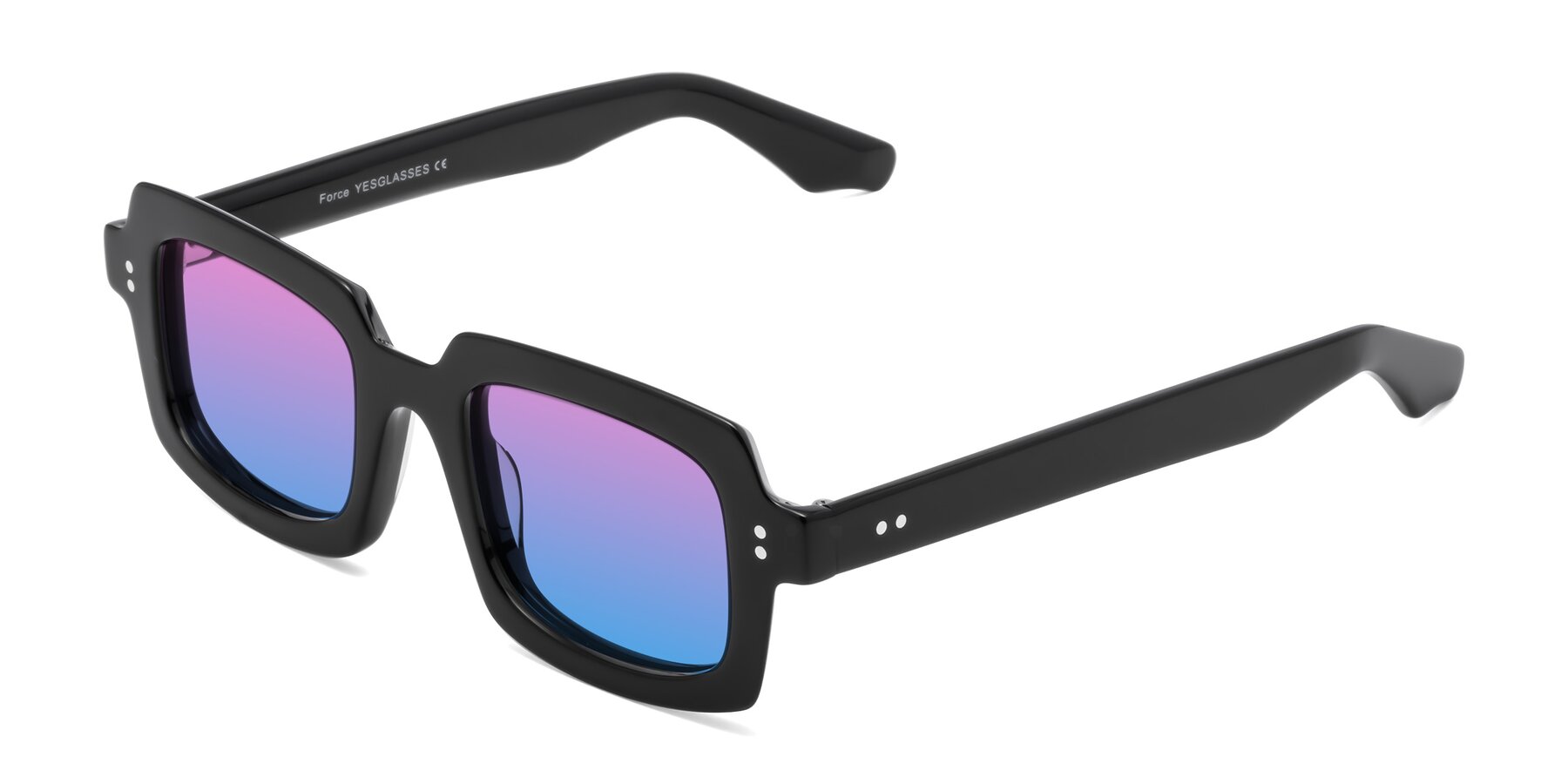 Angle of Force in Black with Pink / Blue Gradient Lenses