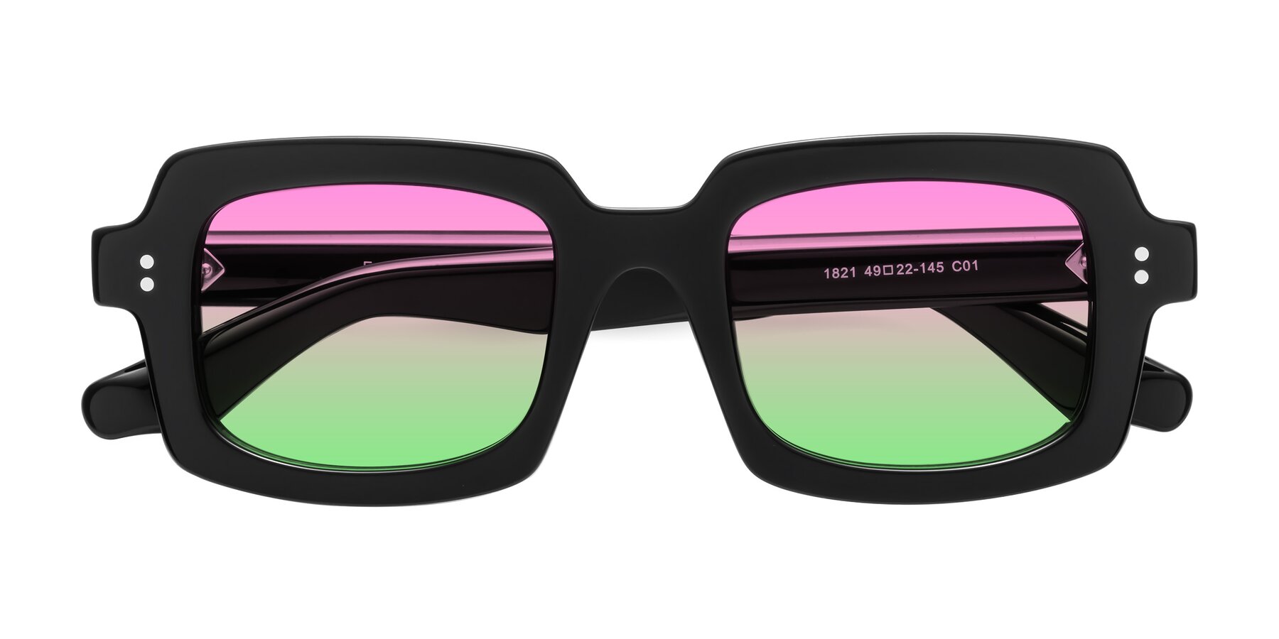 Folded Front of Force in Black with Pink / Green Gradient Lenses