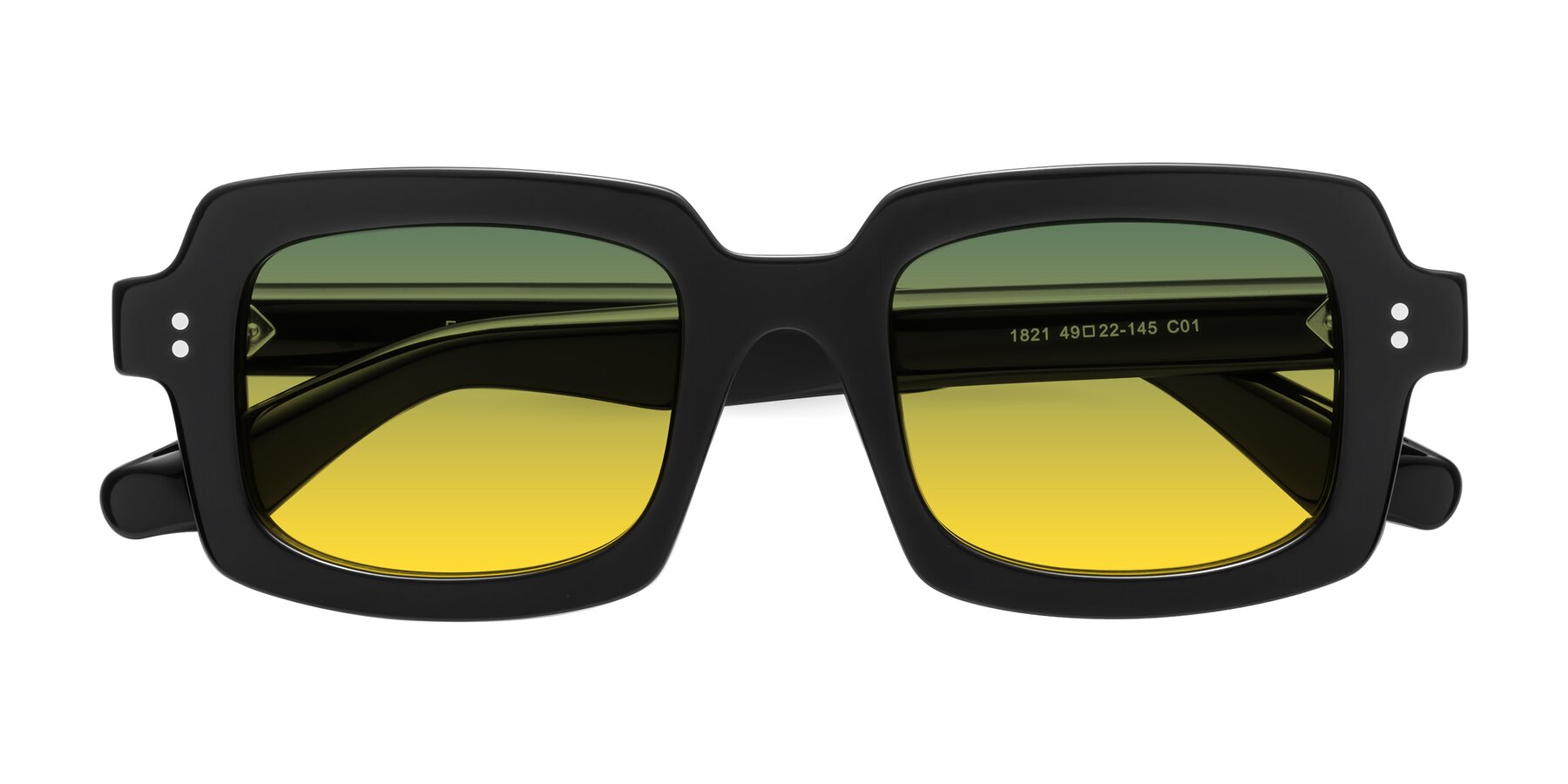 Folded Front of Force in Black with Green / Yellow Gradient Lenses