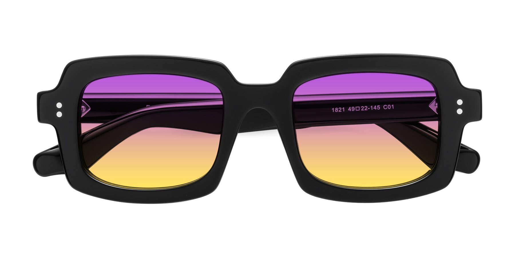Folded Front of Force in Black with Purple / Yellow Gradient Lenses
