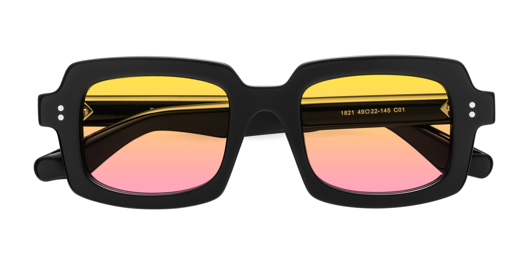 Folded Front of Force in Black with Yellow / Pink Gradient Lenses