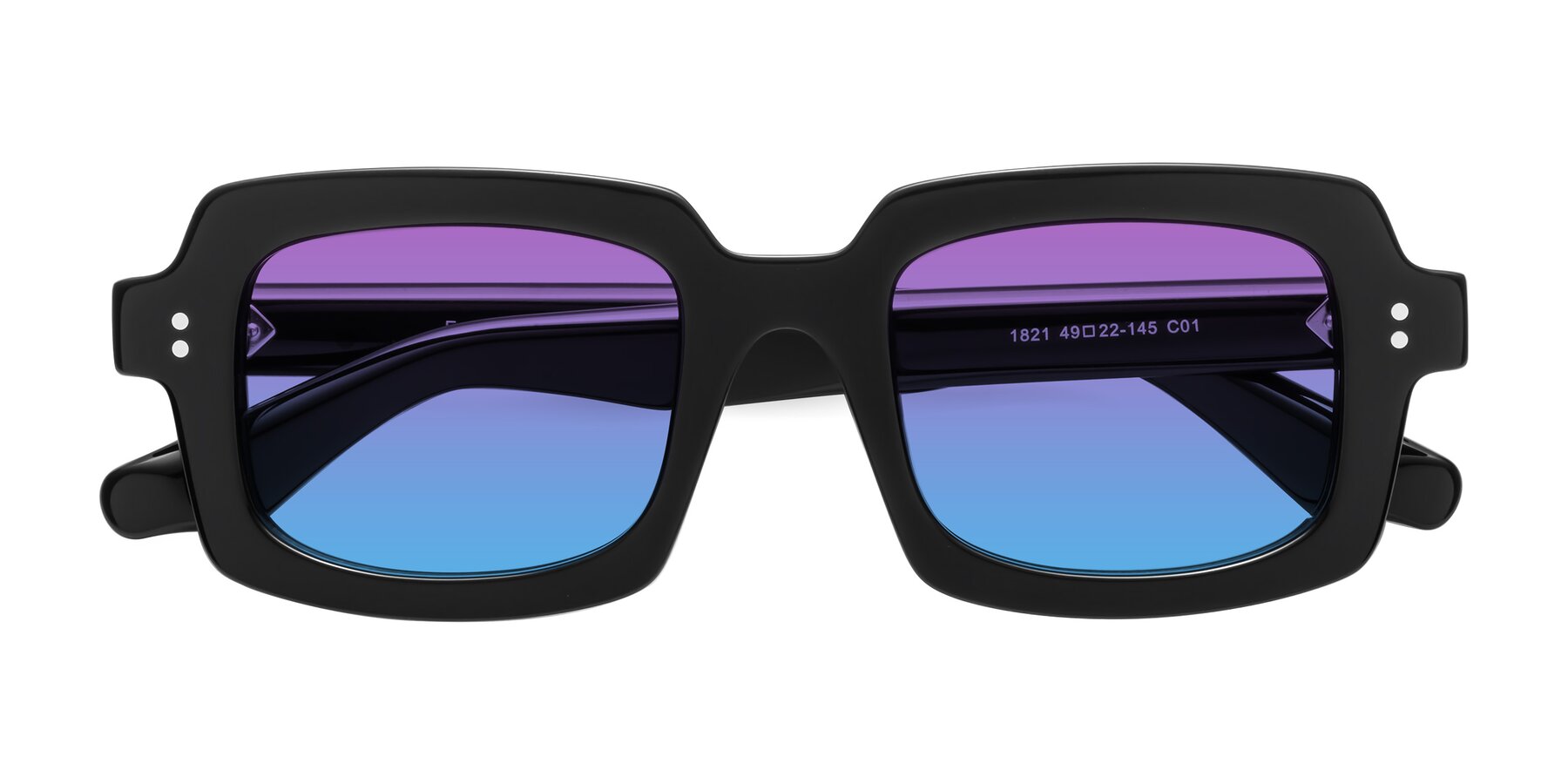 Folded Front of Force in Black with Purple / Blue Gradient Lenses
